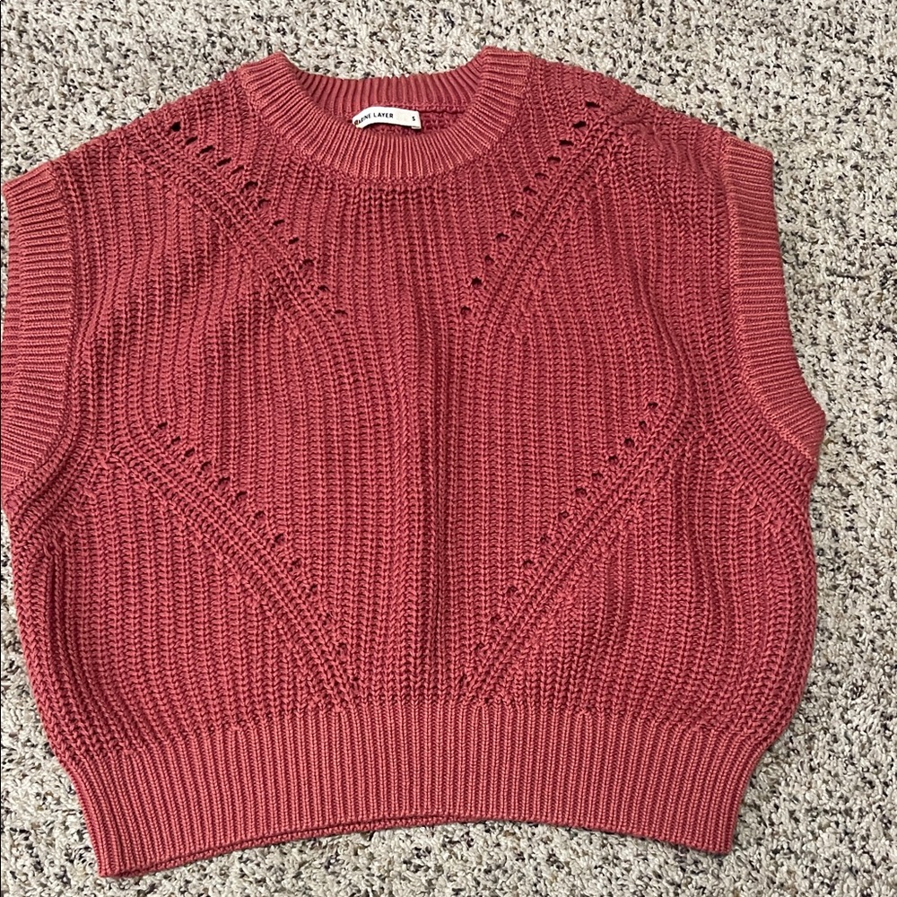 Marine Layer Chunky Knit Crewneck Vest in Rose